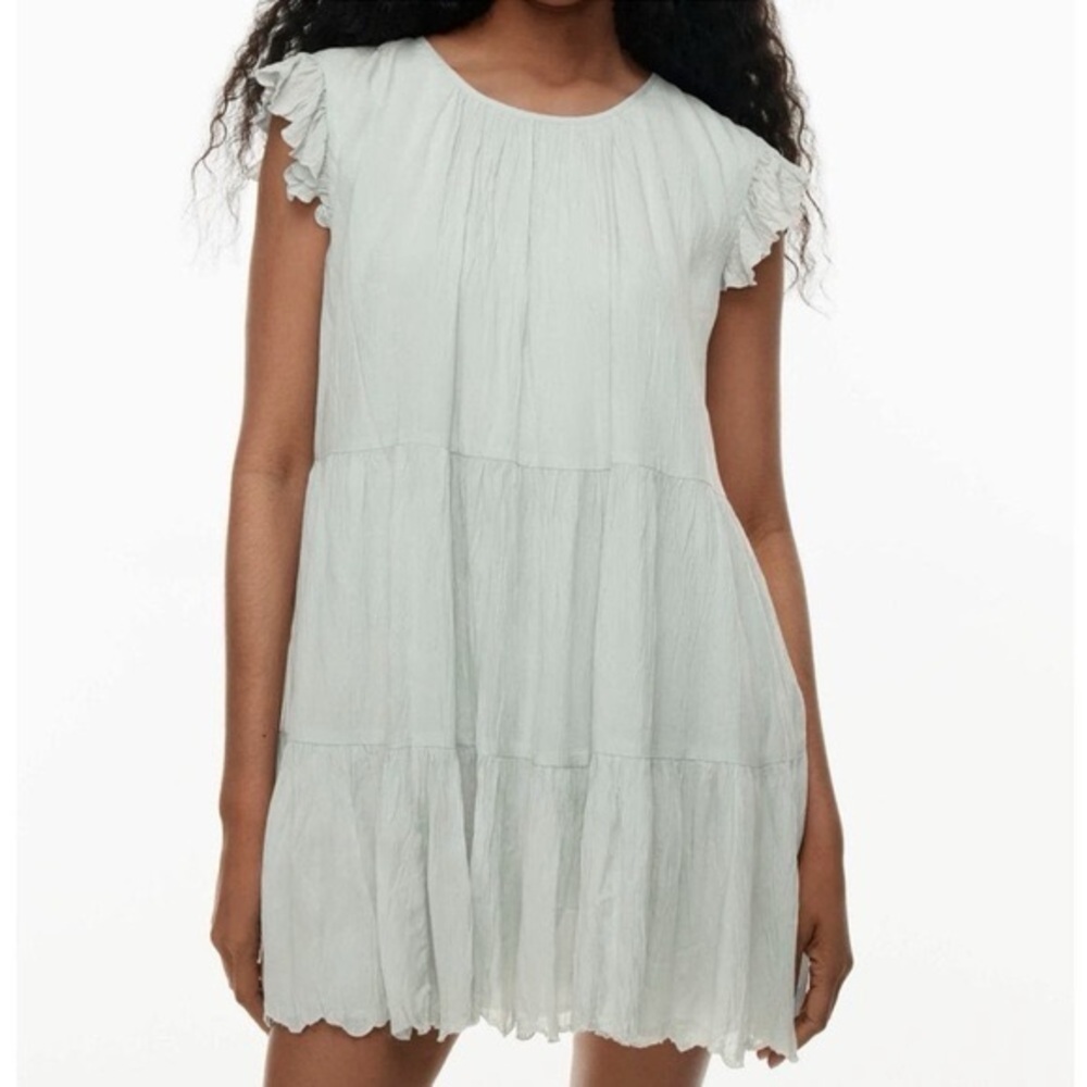 NWT XS ARITZIA WILFRED Sidonie Riffled Summer Dress, Cool Iced Mint (XS)